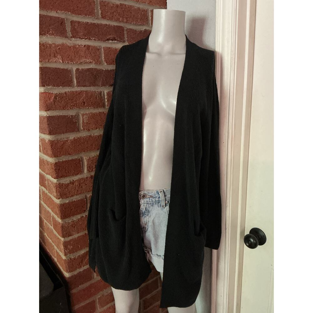 Old Navy Black Ribbed Open Front Cardigan Cozy Lightweight Duster Small